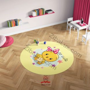 فرش گرد کودک دخترانه جوجه طلایی