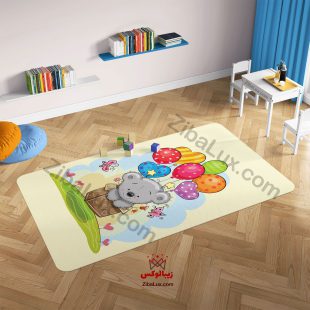 فرش کودک خرس و بالن بادکنک رنگی