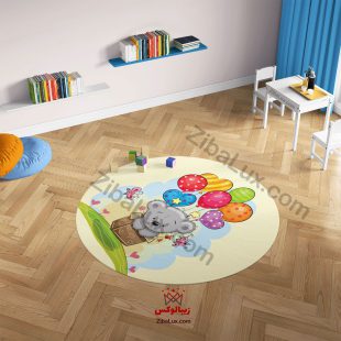 فرش گرد کودک خرس و بالن بادکنک رنگی