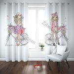 پرده اتاق کودک دخترانه دخترهای دوچرخه سوار